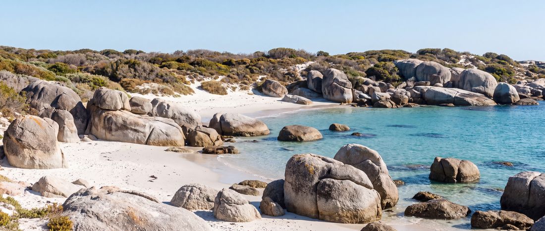 Wide view of Boulders Beach, Simon's Town, Cape Peninsula.
